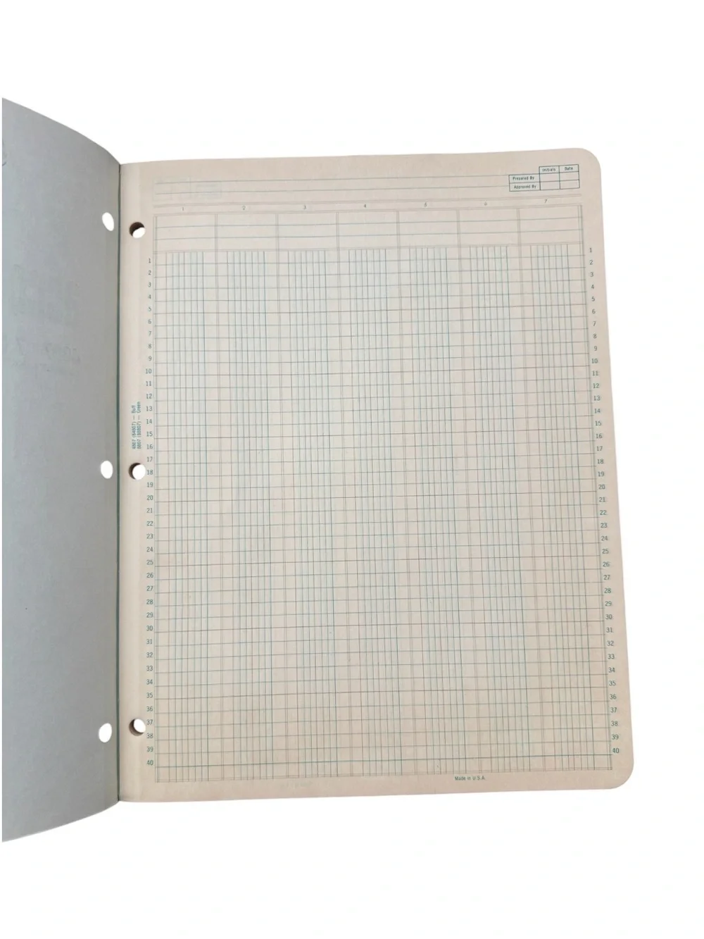 Boorum & Pease Accountants Work Columnar Pad 11x8.5 in #4807, 7 Columns Green